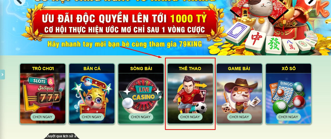 Những sản phẩm cá cược thể thao 79king hấp dẫn